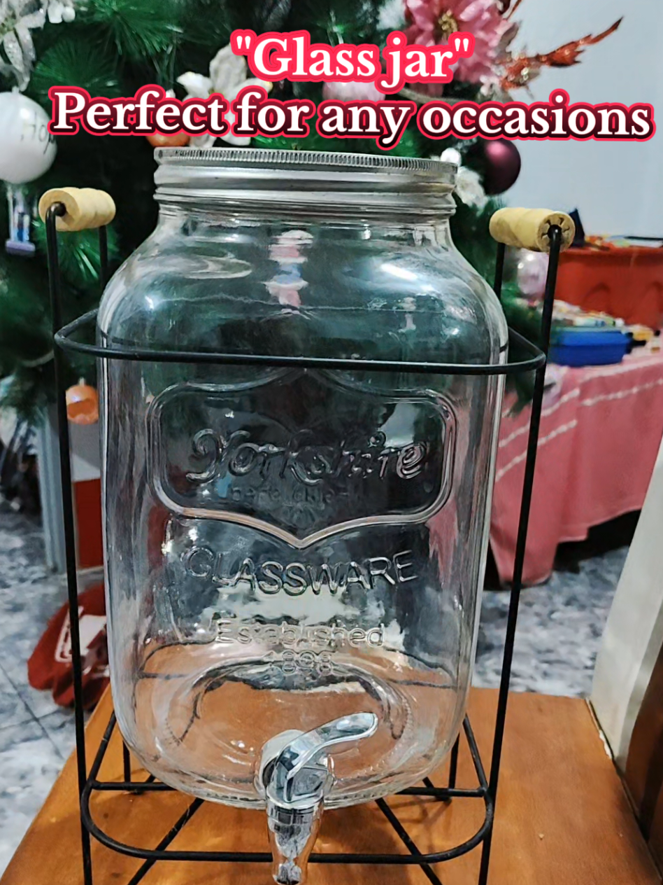 glass jar with stand and faucet #towerdrinkdispenser #iuicedispenser #juicejarcontainer #jarjuicedispenser #beveragedispenser 