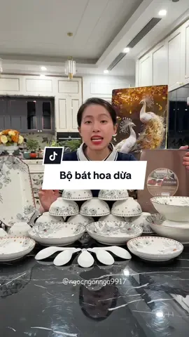 Bộ bát 19 chi tiết hoạ tiết hoa dừa #bobatdia #combobatdia #ngocngannga 
