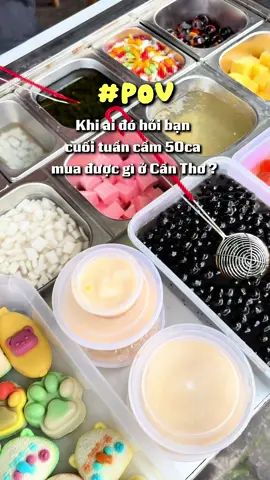 Thử thách uống trà sữa fulltopping vs 50cá #cantho65 #cantho65🌈 #trasuanhalam #reviewanngon #flan 