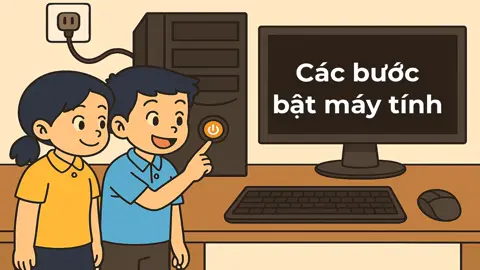 Các bước bật máy tính #tinhoc3 #KNTT