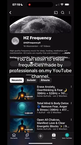 You can listen to these frequencies made by professionals on my YouTube channel. Link in Bio!#frequancy #chakras #meditation #hz 