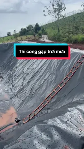 Thi công hồ gặp trời mưa  #bathdpe #batlotaoho #batlotaohohdpe #batlotho #hungthinheco 