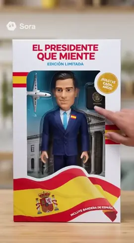 Atención, atención! Llega el Muñeco del Presidente – Edición Limitada 🎩🇪🇸 Viene con su caja decorada con la bandera de España, su maletín lleno de promesas y, por supuesto, su avión Falcón de serie 🛩️. Presiónale el pecho y podrás oír frases como: 🗣️ “Si necesitan ayuda… que la pidan.” 🗣️ “Son las cinco… y no he comido.” ¡El único presidente que miente y sonríe al mismo tiempo! 😎 Disponible solo una vez cada cuatro años… ¡y a veces ni eso! 😂 El Muñeco del Presidente, porque prometer es fácil, cumplir…#iatoys #iatoyselPresidente #HumorPo#HumorPolíticoa#ComediaTikTokN#
