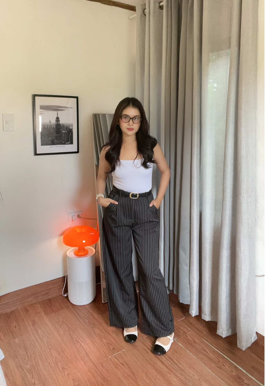 Striped wide leg suit pants #stripedpants #widelegpants #trouserpants #fyp 