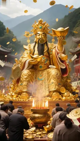 The God of Wealth scatters gold all over the ground for you. #财神 #财神爷 #money #道教文化 #blessed #道教信仰 #财富 #道教 #coin #wealth #taoism #golden 