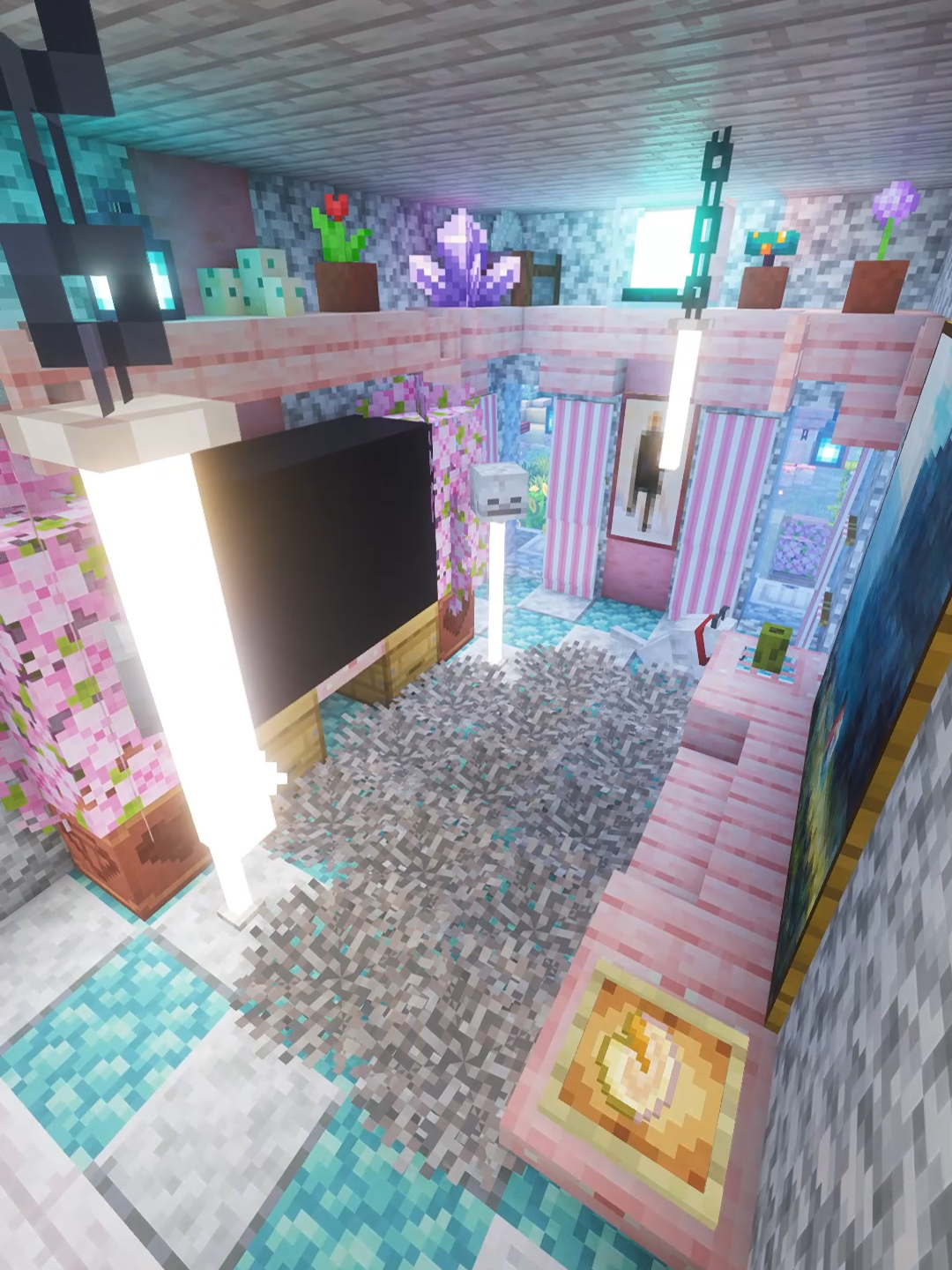Soft pastel interiors inspired by seaside dreams 🌊 Warm tones, tiny details, and calm vibes everywhere — take a look 💫 #minecraftinterior #pastelbuild  #fantasybuild #minecraftbuilds #minecraftinspiration