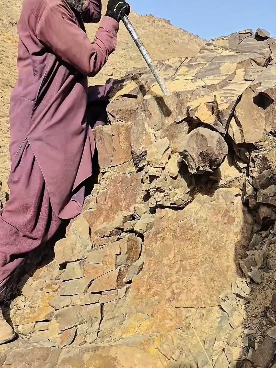 Real Stone Miners on High Mountains 👷 #shorts #mining #treding #reallife #danger #mountainlife