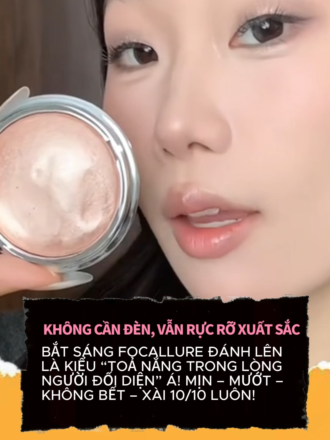 Bắt sáng Focallure đánh lên là kiểu “toả nắng trong lòng người đối diện” á! Mịn – mướt – không bết – xài 10/10 luôn! #FocallureHighlight #MakeupĐỉnh #XinhKhôngGócChết