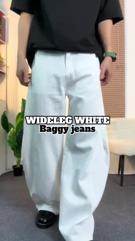 This wideleg white jeans 😎#widelegjeans #widelegpants #baggyjeans #baggystyle #mensfashion 