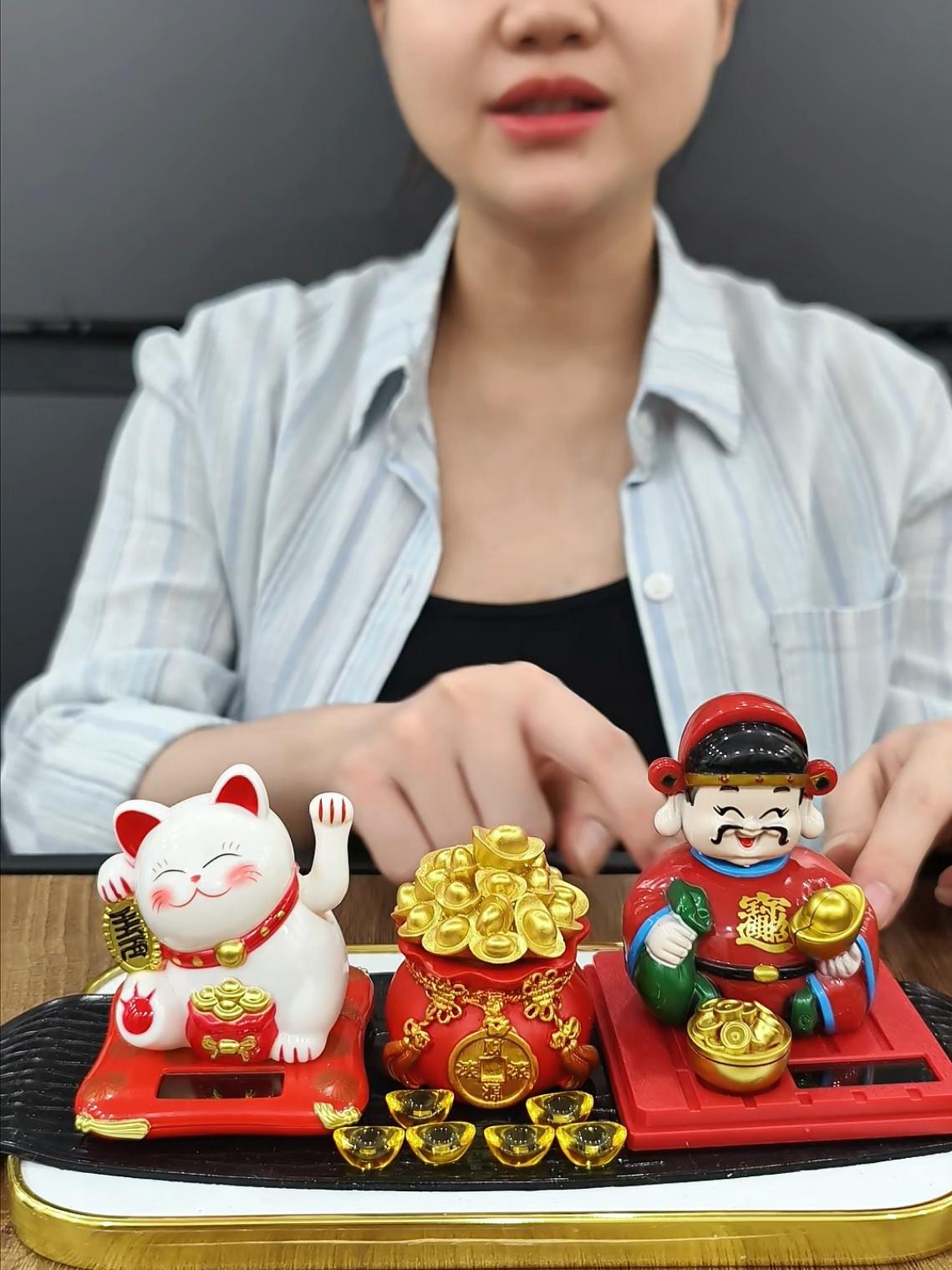 Sét Mèo May Mắn mix ông Thần Tài và hũ vàng trang trí decor oto bàn làm việc #meomayman #ongthantai #tiktokshop #tientinhte98 
