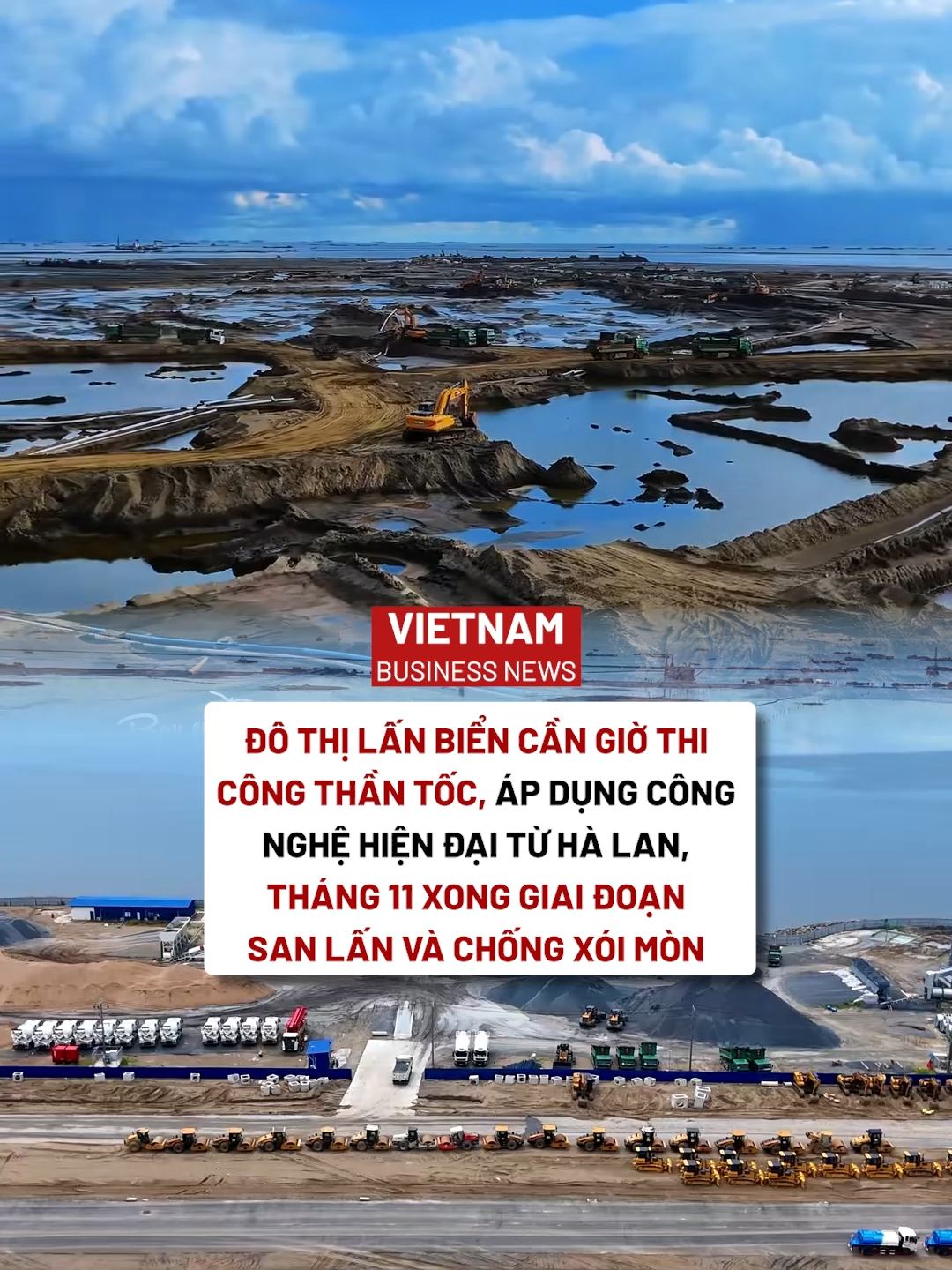 Đô thị lấn biển Cần Giờ thi công thần tốc, áp dụng công nghệ hiện đại từ Hà Lan, tháng 11 xong giai đoạn san lấn và chống xói mòn #vinhomesgreenparadise #vinhomes #cầngiờ  #tiktoknews