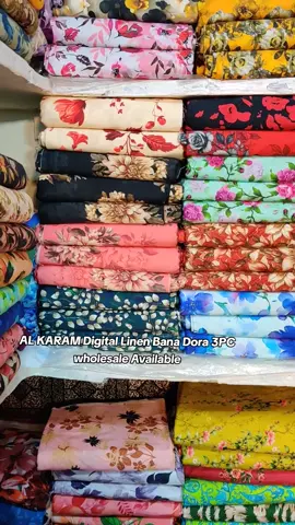 AL KARAM Digital Print Linen Bana Dora 3PC Wholesale Available  #foryoupage #foryou 