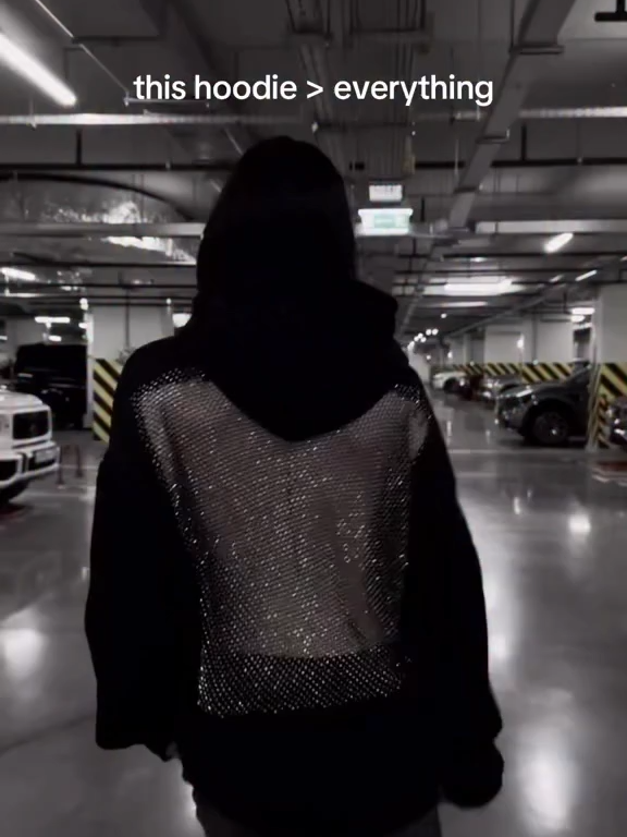 Backless, sparkly, and totally viral 💎 #sparklyhoodie #fashiontok #womensclothing #viralhoodie #trendfit #hoodieseason