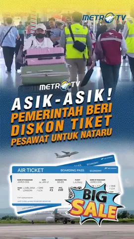 Pada mau liburan kemana nih ges? . Pemerintah akan memberikan diskon tiket pesawat 13-14% untuk musim libur Natal 2025 dan Tahun Baru 2026. #metrotv #beritaviral #tiktokmetrotv #fyp #viral #tiktokberita #beritaterkini #holiday #tiketpesawat #liburan #nataru #diskon #pemerintah #harga