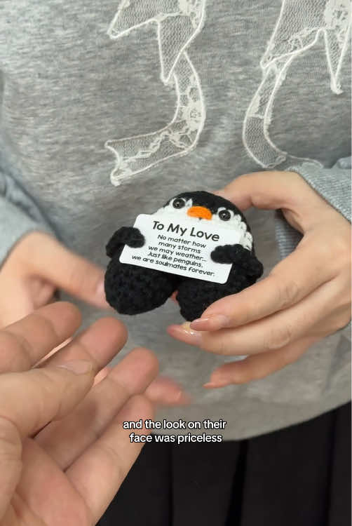she absolutely adored it! 🐧💝🥰 #CrochetPenguin #RomanticGift #ThoughtfulPresent #TikTokMadeMeBuyIt #BlackFriday 