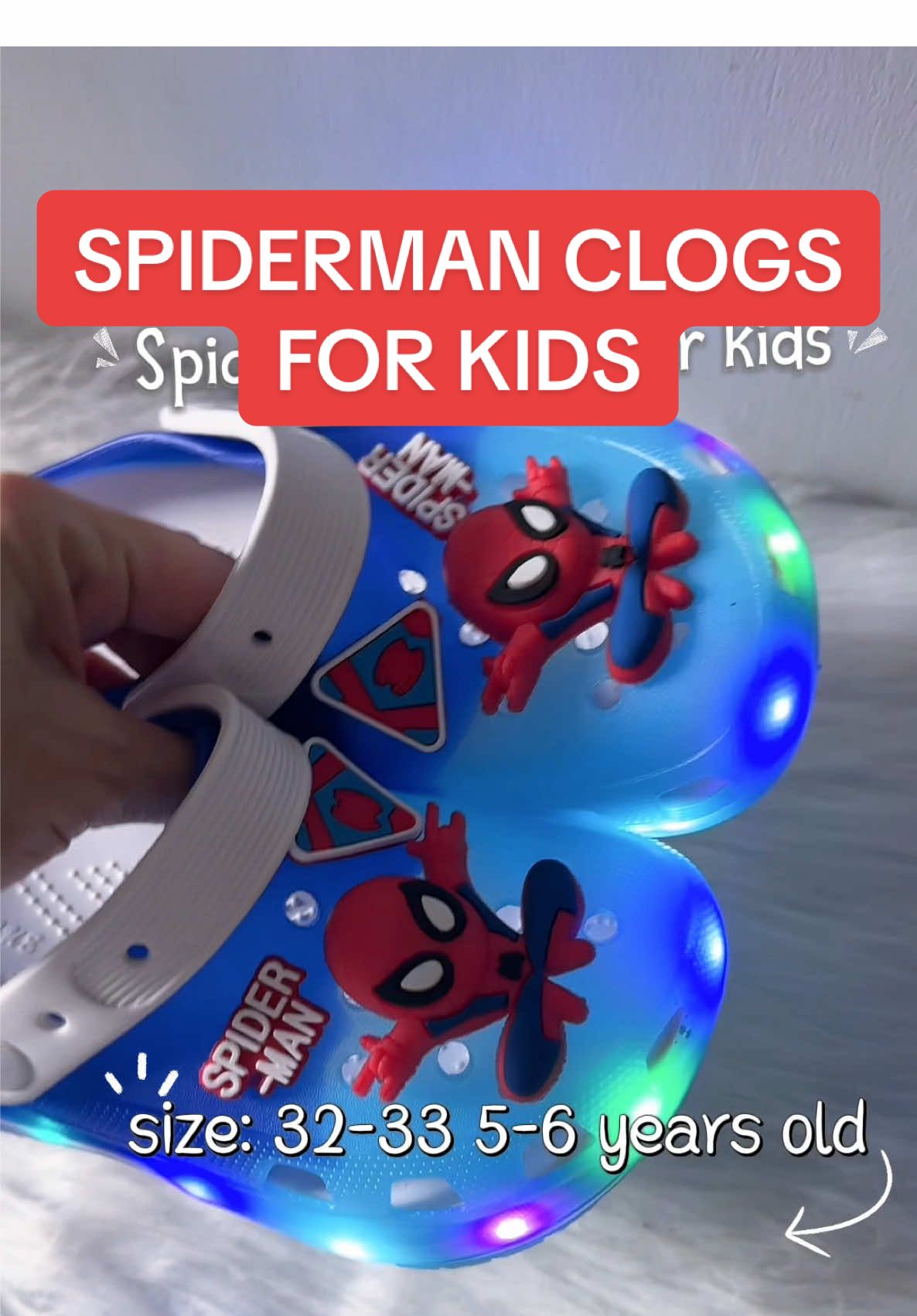 magugustuhan tlga to ng mga anak nio. parang christmas lights😅 spiderman clogs for kids with light #spidermanclogs #cligsforkidswithlight #lightingsandalsforkids #crocsinspired #kidssandals 