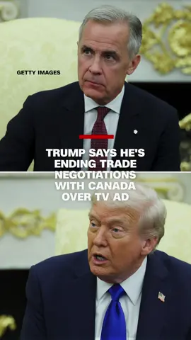 A Canadian-made anti-tariff ad, released on US television and featuring audio from former President Ronald Reagan, has sparked a sharp response from President Trump. He announced on Truth Social that he’s ending all trade negotiations with Canada. Canadian Prime Minister Mark Carney vowed to double Canada’s exports beyond the US. #cnn #canada #trump #trade