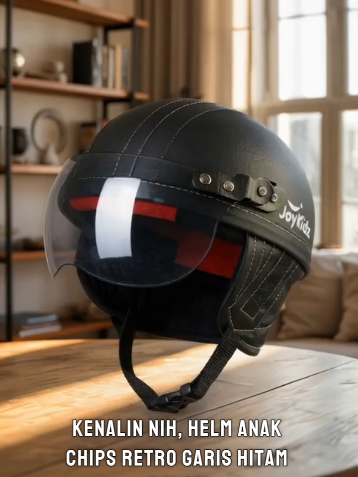 Baru dipake langsung gaya depan kaca Retro banget, tapi ringan dan nyaman dipakai seharian #helmet #helmanak #helmanakretro #joykidz #joykidzhelmet #joyfulriding