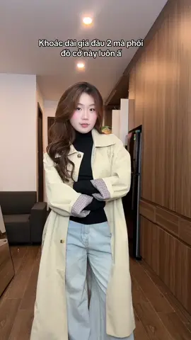Khoác dáng dài kaki nhẹ nhàng mà vẫn xinh