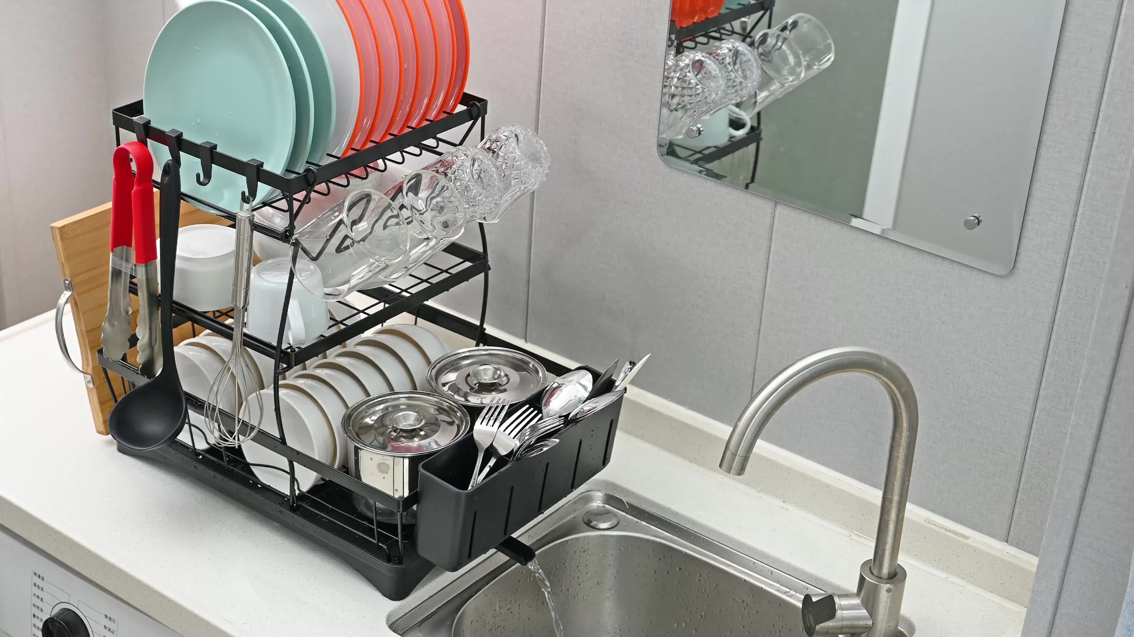 Dish Drying Rack for Kitchen Counter - 3 Tiers Stainless Steel Over Sink Dish Drainers, Space Saving Detachable Large Countertop Organizer with Utensil Holder, Cutting Board Rack,kitchen accessories，kitchen organization and storage，home essentials #toiletcleanerbowl #washeranddryercountertop #simplestoragesolution #practicalhomegoods #yasonicshowercaddy #homehacksessentials #metalpantrycabinet #spacesaverhangers #3in1cleaningbrush #kitchesessentials