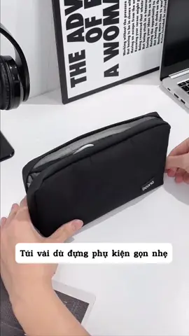 Túi vải dù đựng phụ kiện điện tử tai nghe dây sạc gọn nhẹ thời trang (15.5 x 10.5 x 4.5cm). #tuidungphukien #tuidocongnghe #xuhuong 