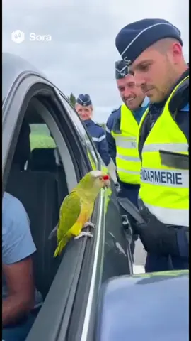 perroquet parrot talking to police perroquet qui parle au flic perroquet et police #perroquet #sora2 #drole #polizeikontrolle #controle 