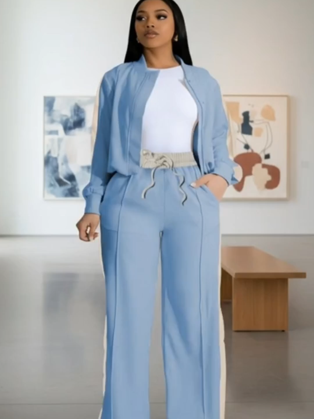 Black Friday elegance in motion 💙✨ This powder blue two-piece set is giving minimal luxury meets everyday comfort. Perfect for travel, coffee dates, or weekend strolls — soft, sleek, and elevated. 🛍️ Grab it before the Black Friday sale ends! #BlackFriday#BlackFridayDeals #TwoPieceSet #MinimalStyle #LuxuryLook #EffortlessChic #NeutralOutfit #OOTD #TikTokFashion  #WinterStyle #SoftGirlAesthetic #StreetStyle #QuietLuxury #CozyVibes #TrendingNow #ShopNow #LoungewearSet #BlackFridayFashion