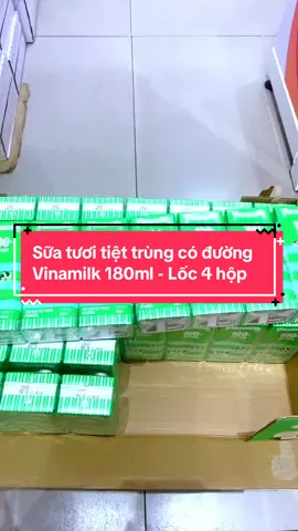 Sữa tươi tiệt trùng có đường Vinamilk 180ml - Lốc 4 hộp #concung #vinamilk #suatuoi #viral #xuhuong 