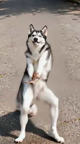 クールな目つきでキレッキレ💥 踊るハスキー、まさかのプロ並み？！ #ダンスチャレンジ #ハスキー犬 #AI動画 #癒し系