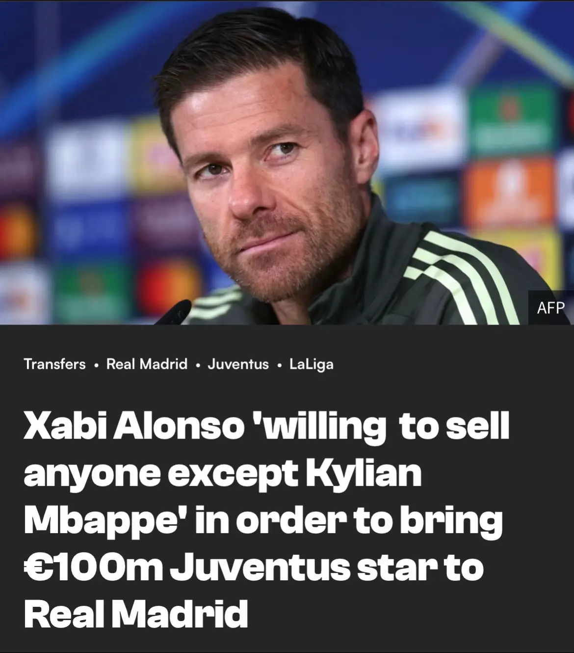Real Madrid coach Xabi Alonso is willing to sell anyone except French forward Kylian Mbappe to sign Juventus' star Kenan Yildiz, according to agent Giovanni Branchini. The Turkish international has garnered interest from multiple European clubs, and Alonso, who was winding down his playing career at Bayern Munich while the winger was coming through the German side's youth academy, is eager for a reunion.