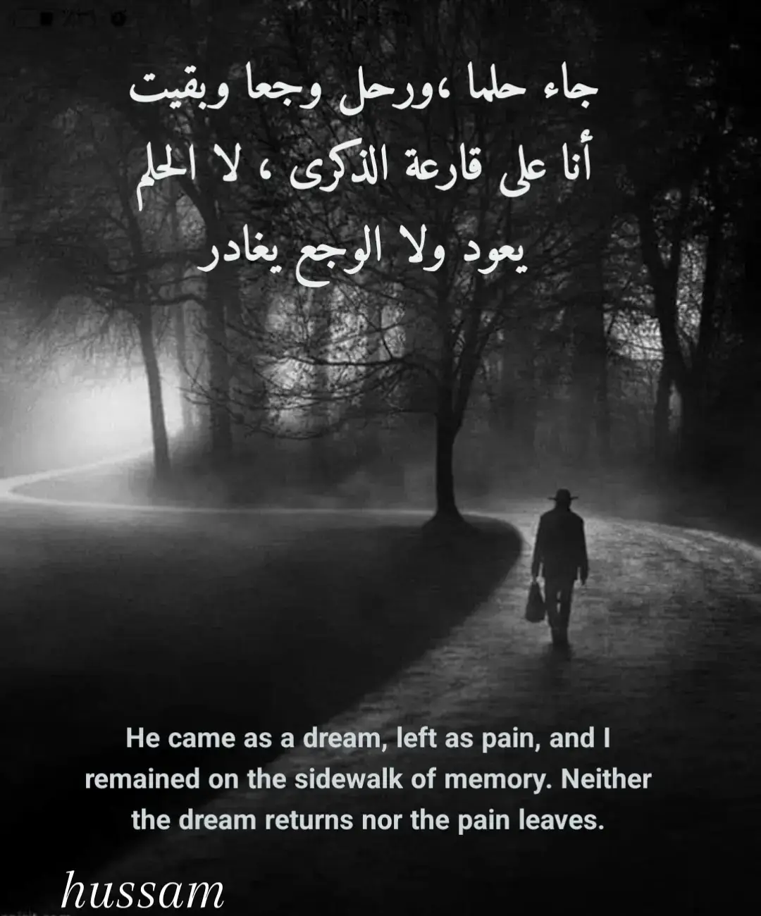 جاء حلما ،ورحل وجعا وبقيت أنا على قارعة الذكرى ، لا الحلم يعود ولا الوجع يغادر