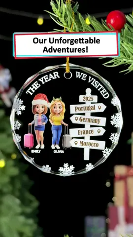 This ornament glows with all the places we explored together 🎄 #wanderprints #personalized #gifts #Christmas #giftforbestfriend