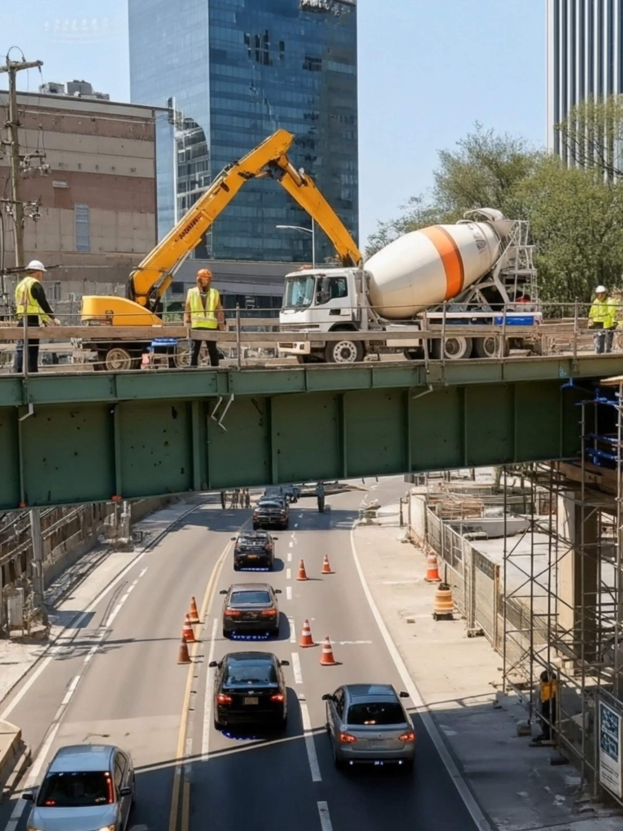 施工高架桥坍塌！钢架瞬间断裂，工人惊慌逃生现场混乱 Construction Overpass Collapses! Steel Frames Snap Instantly as Workers Flee in Panic #collapse #bridge #construction #accident #disaster #engineering #viral #breaking #shock #danger #rescue #extreme #city #worker #crash