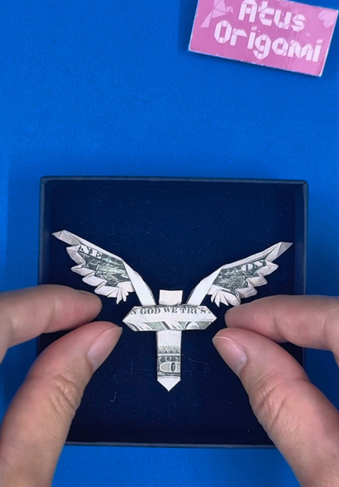 Dollar bill origami winged cross #atusorigami #moneyorigami #DIYGift #FYP #Viral 