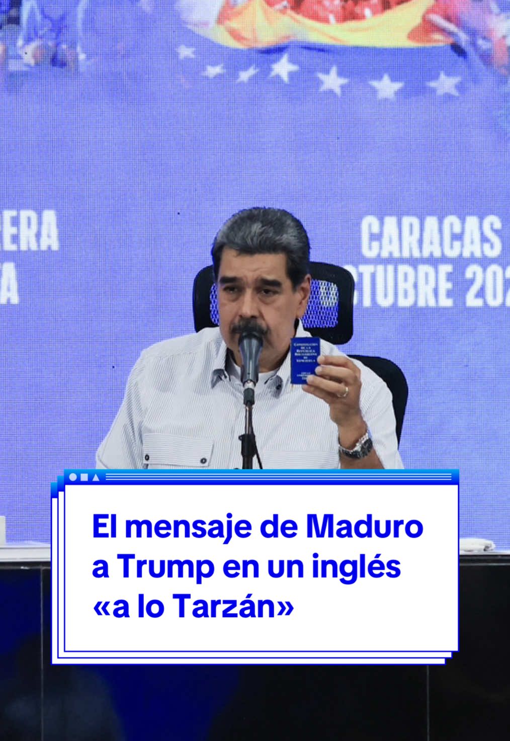 Nicolas Maduro le lanza un mensaje a Donal Trump en contra de la guerra con un 'peculiar' inglés «a lo Tarzán». Y es que durante una transmisión de la televisión estatal, el presidente de Venezuela dijo: «No war, yes peace, forever», entre otras frases. Sucedió tras la intensificación por parte de Estados Unidos de sus operaciones militares contra presuntos narcotraficantes en el Caribe y el Pacífico. #maduro #trump #nicolasmaduro #nowar #peace