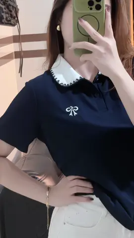 Áo Polo Nữ  thiết kế Thêu Nơ #reviewthoitrang #xh #aopolo #outfitideas 
