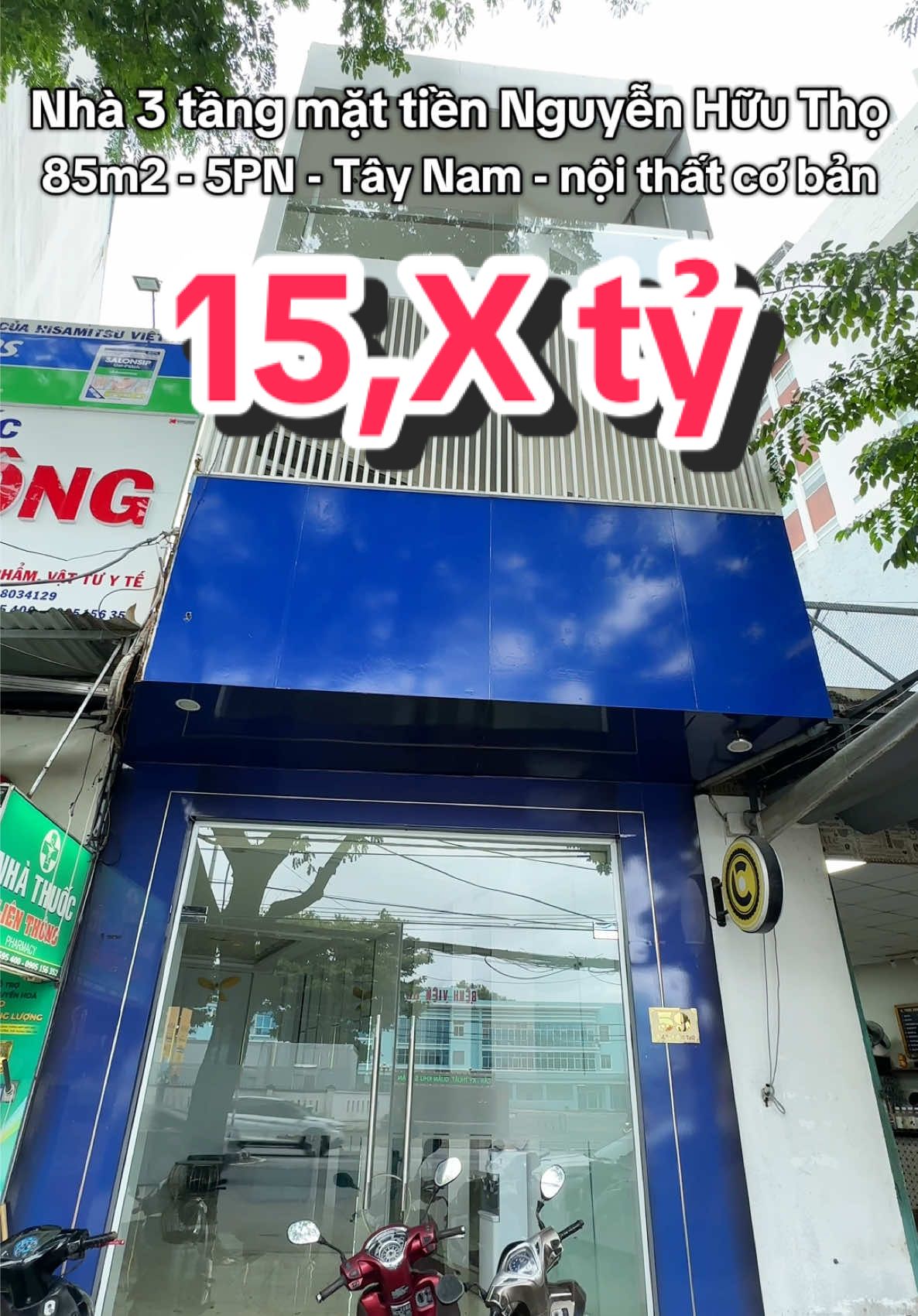Nhà 3 tầng mặt tiền Nguyễn Hữu Thọ, 85m2 với 5PN #danang #batdongsandanang #nha 