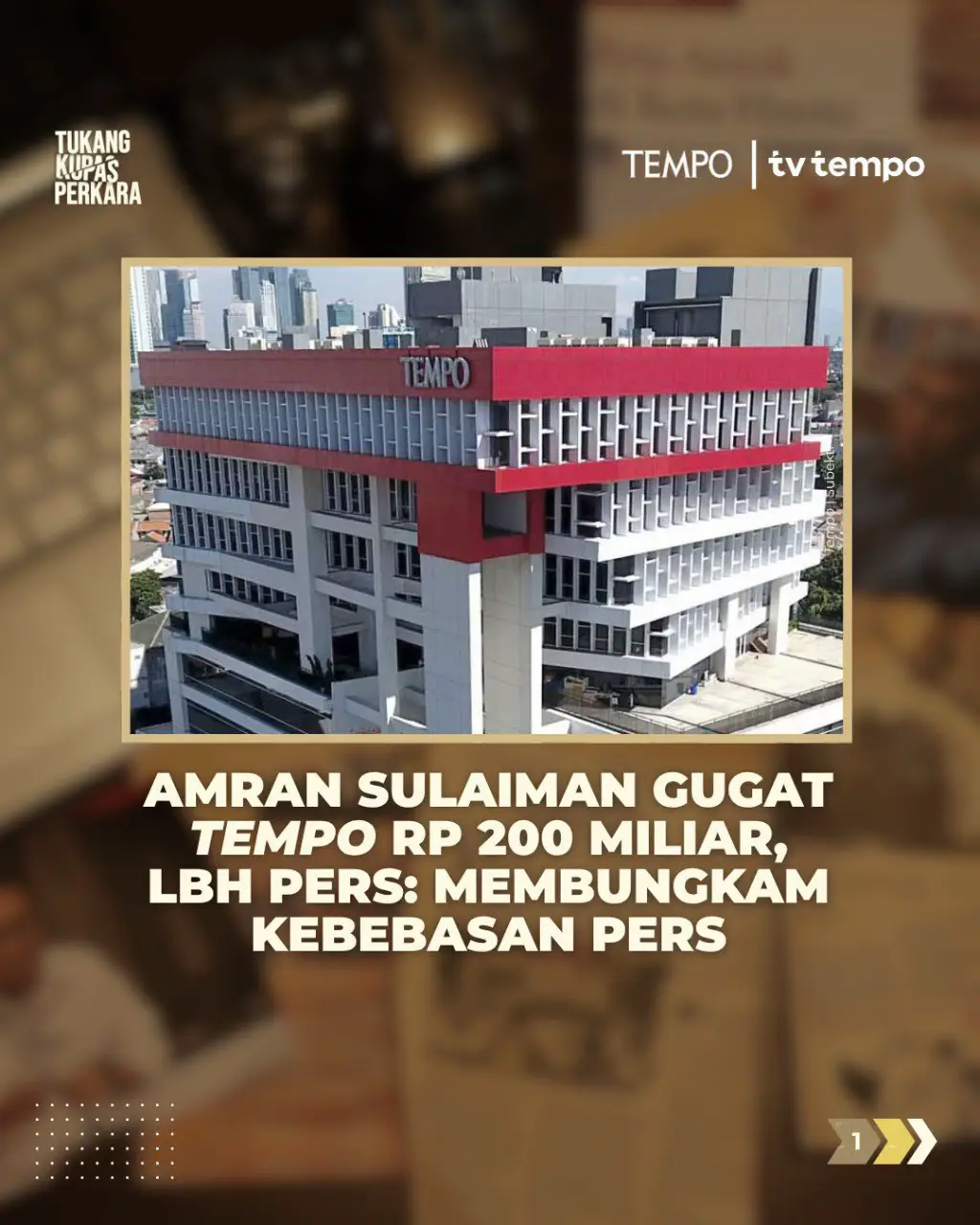 Menteri Pertanian Amran Sulaiman menggugat Tempo terkait judul berita harian edisi 16 Mei 2025, 