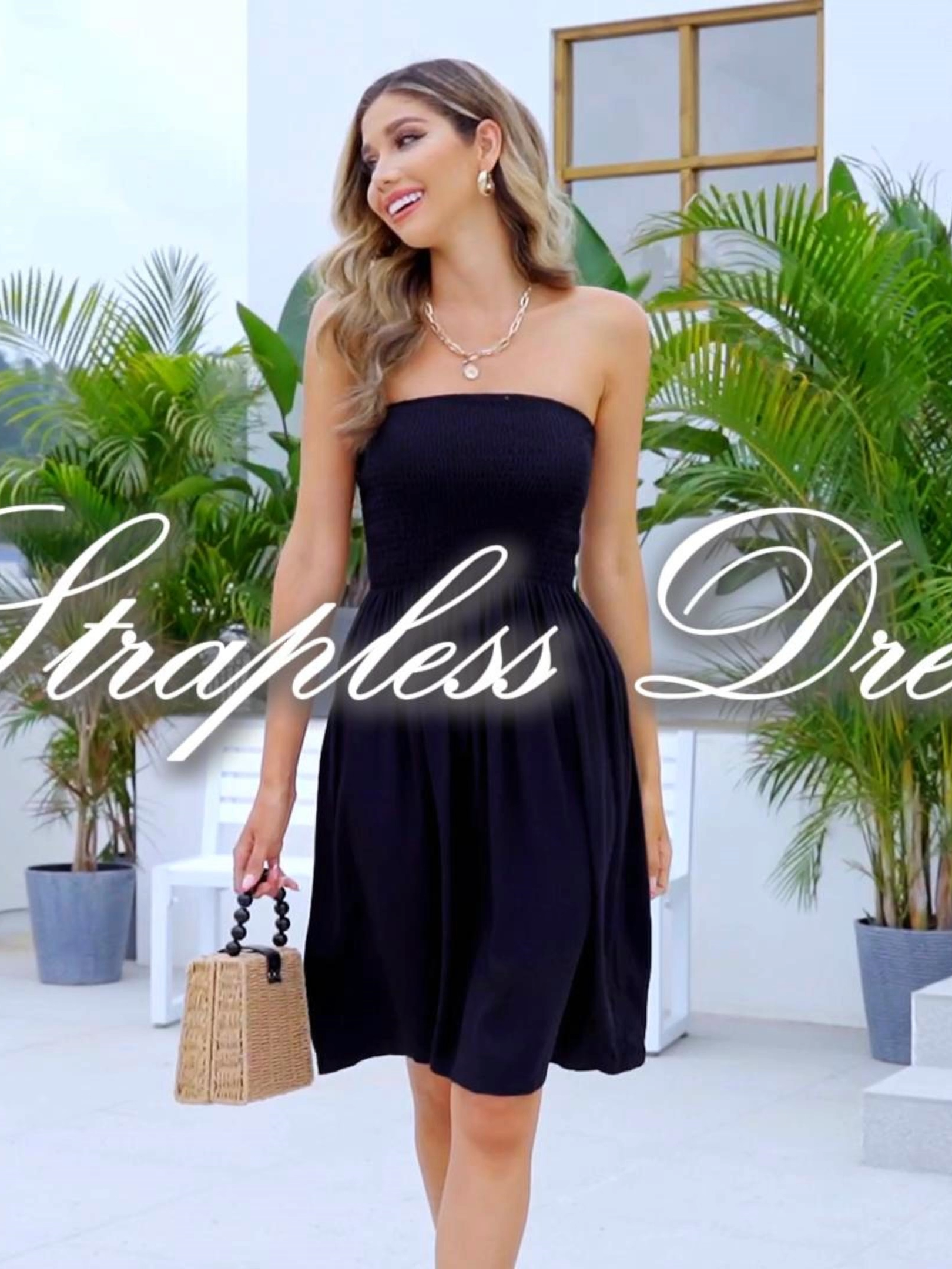 One dress, endless possibilities.🖤 Dress it up with heels or keep it casual with sandals—you’ve got this. #chicgal #dress #strapless #Black #amazonfashion #affordablefashion #partydress #trendingfashion #SummerFashion #summeroutfits