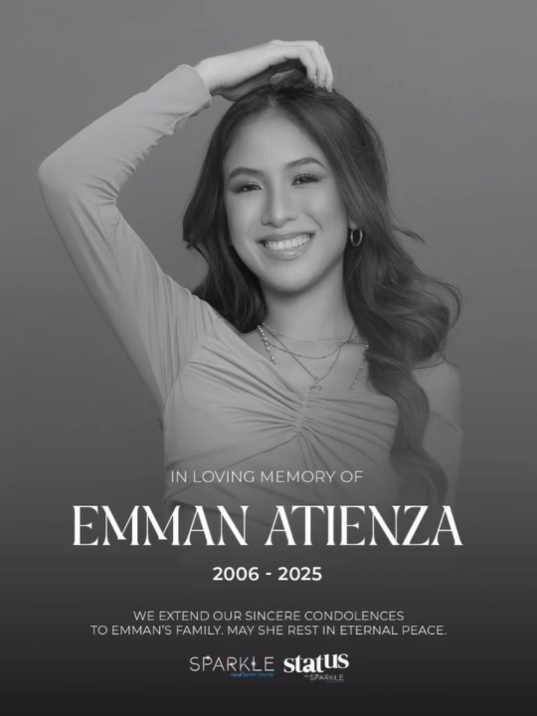 Sparkle GMA Artist Center offered a heartfelt tribute to its late talent, the influencer Emman Atienza. Emman was among the artists under Status by Sparkle, the official digital arm of Sparkle. She joined the agency in October 2024. COURTESY: Sparkle GMA Artist Center/Facebook #GMANews