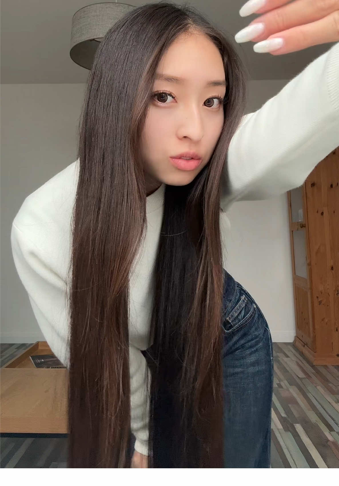 顔周りのゆるウエーブヘアもなかなかkawaii♥︎ #友達が可愛すぎる#スーパーロングヘアー#fyp#japan 