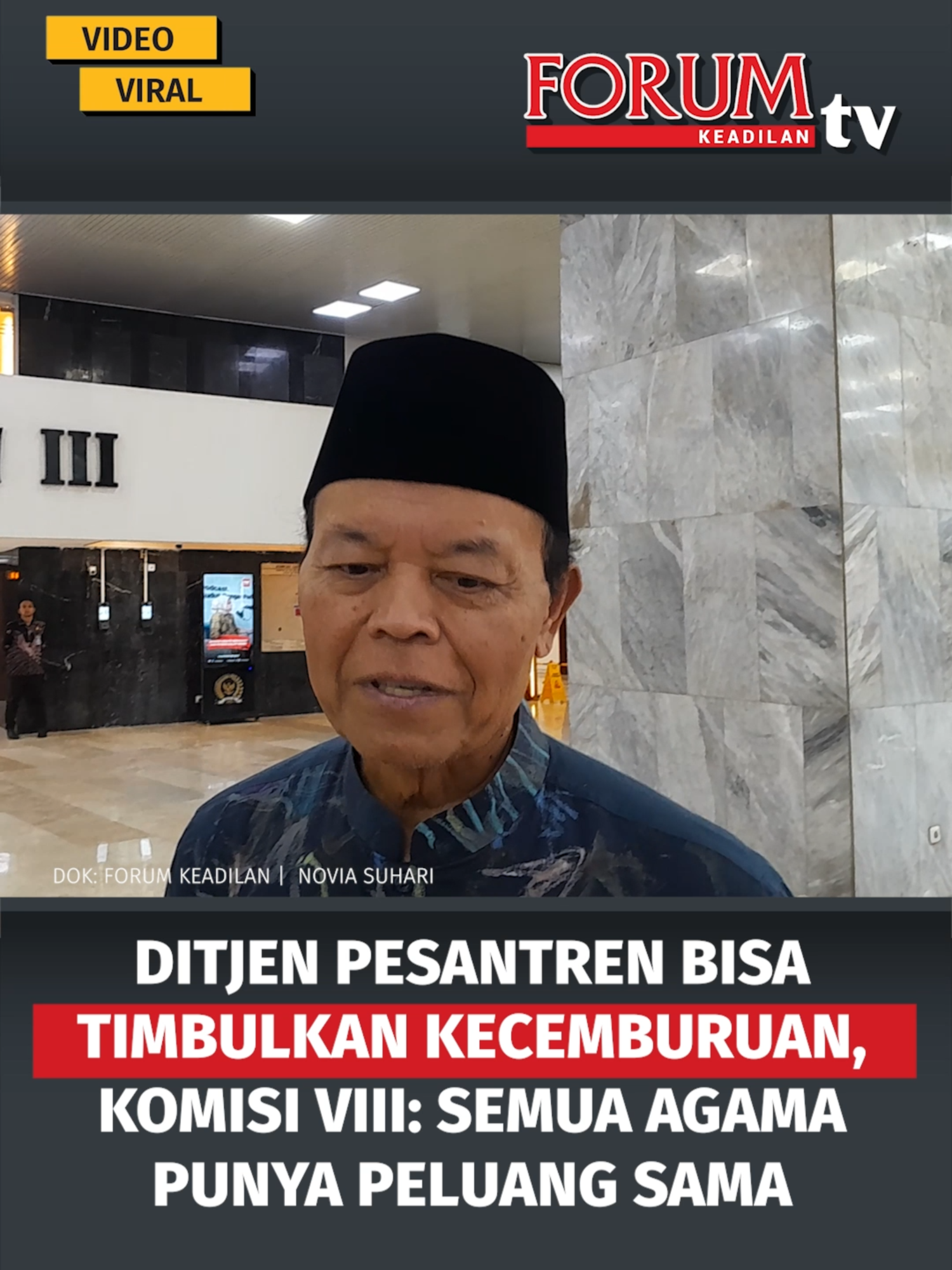 Anggota Komisi VIII DPR RI Hidayat Nur Wahid (HNW) menilai, pembentukan Direktorat Jenderal (Ditjen) Pesantren di Kementerian Agama (Kemenag) tidak perlu menimbulkan kecemburuan dari pemeluk agama lain. Menurutnya, setiap institusi pendidikan keagamaan memiliki peluang yang sama untuk memiliki direktorat jenderal tersendiri, sesuai dengan kebutuhan dan kondisi objektif masing-masing. Baca lainnya di forumkeadilan.com #hidayatnurwahid #hnw #ditjenpesantren #kemenag #dprri #pendidikankeagamaan #pesantren #politiknasional #forumkeadilan #beritaterkini
