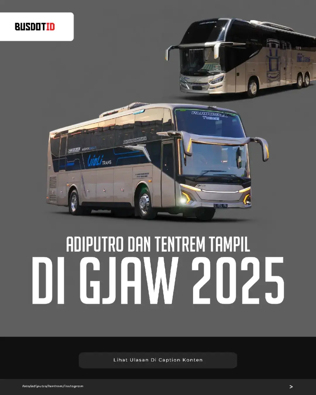 Karoseri bus Adi Putro dan Tentrem terkonfirmasi akan tampil dipameran GAIKINDO Jakarta Auto Week (GJAW) yang akan dilangsungkan pada 21-30 November 2025 mendatang, divenue ICE-BSD dan Karoseri bus tampil di Hall 3  . HASTAG: #busdotid #otomotif #legacysr3 #trijayaunion #gunungmaskaroseri 