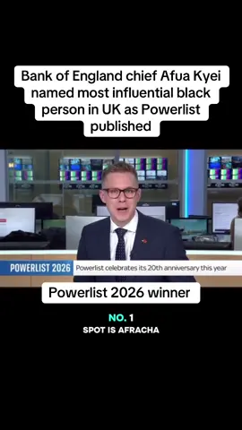 Ms Kyei, who is also the executive director of the central bank, topped the annual Powerlist, which recognises the most powerful Britons of African, African Caribbean, and African American heritage. The 43-year-old said she was 