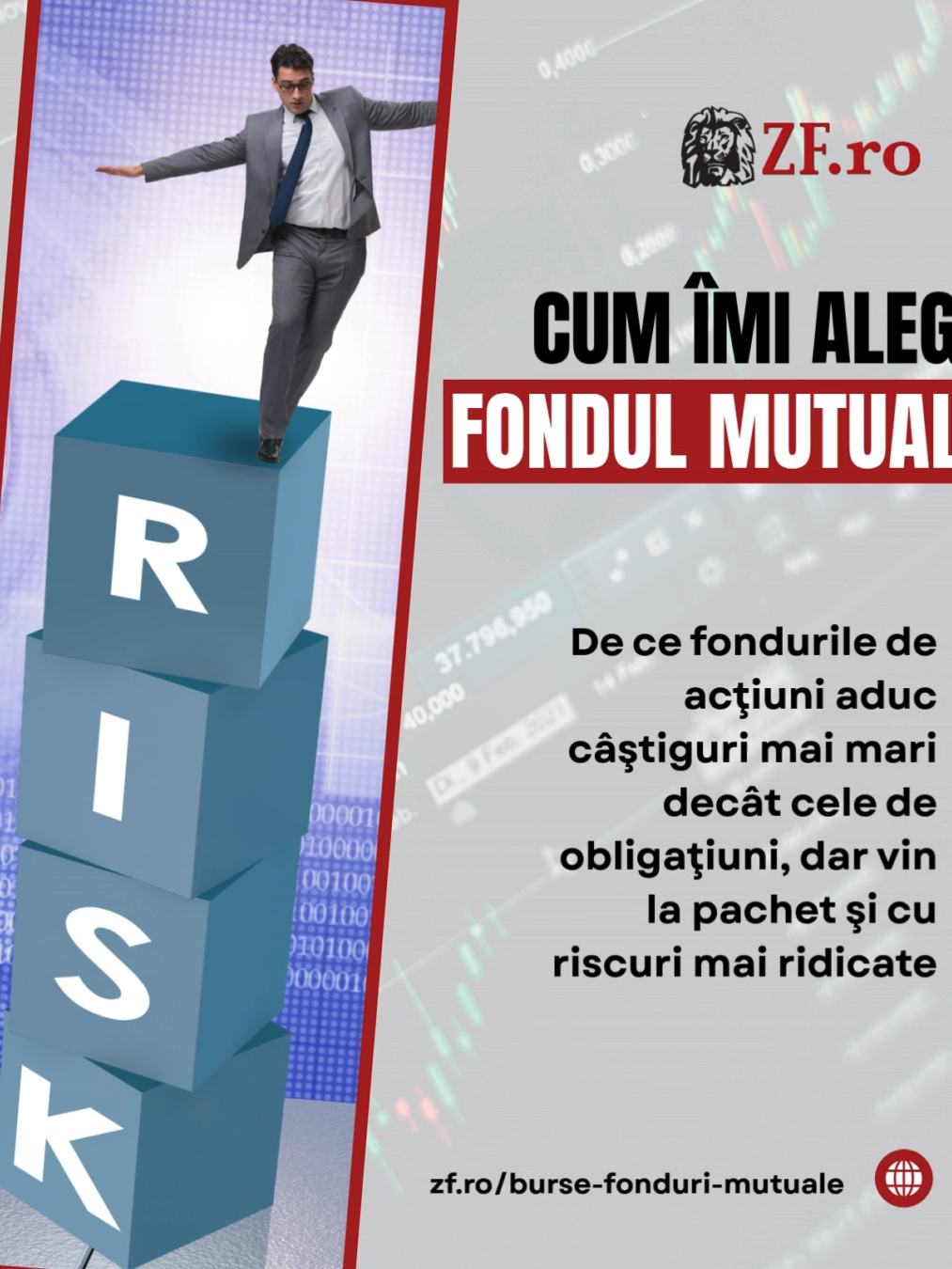 #CampanieZF Ziarul Financiar a lansat o campanie dedicată fondurilor mutuale cu scopul de a explica pe înţelesul tuturor cum funcţionează aceste instrumente, ce avantaje şi riscuri implică şi cum poate un investitor să-şi construiască un portofoliu adaptat nevoilor şi obiectivelor sale financiare ♦ Campania porneşte de la o realitate: investiţiile prin fonduri mutuale devin tot mai populare în România, dar cunoaşterea mecanismelor din spatele lor rămâne redusă. Citește mai mult pe zf.ro 👉 https://www.zf.ro/burse-fonduri-mutuale/bursa-campanie-zf-cum-imi-aleg-fondul-mutual-de-ce-fondurile-de-22933228