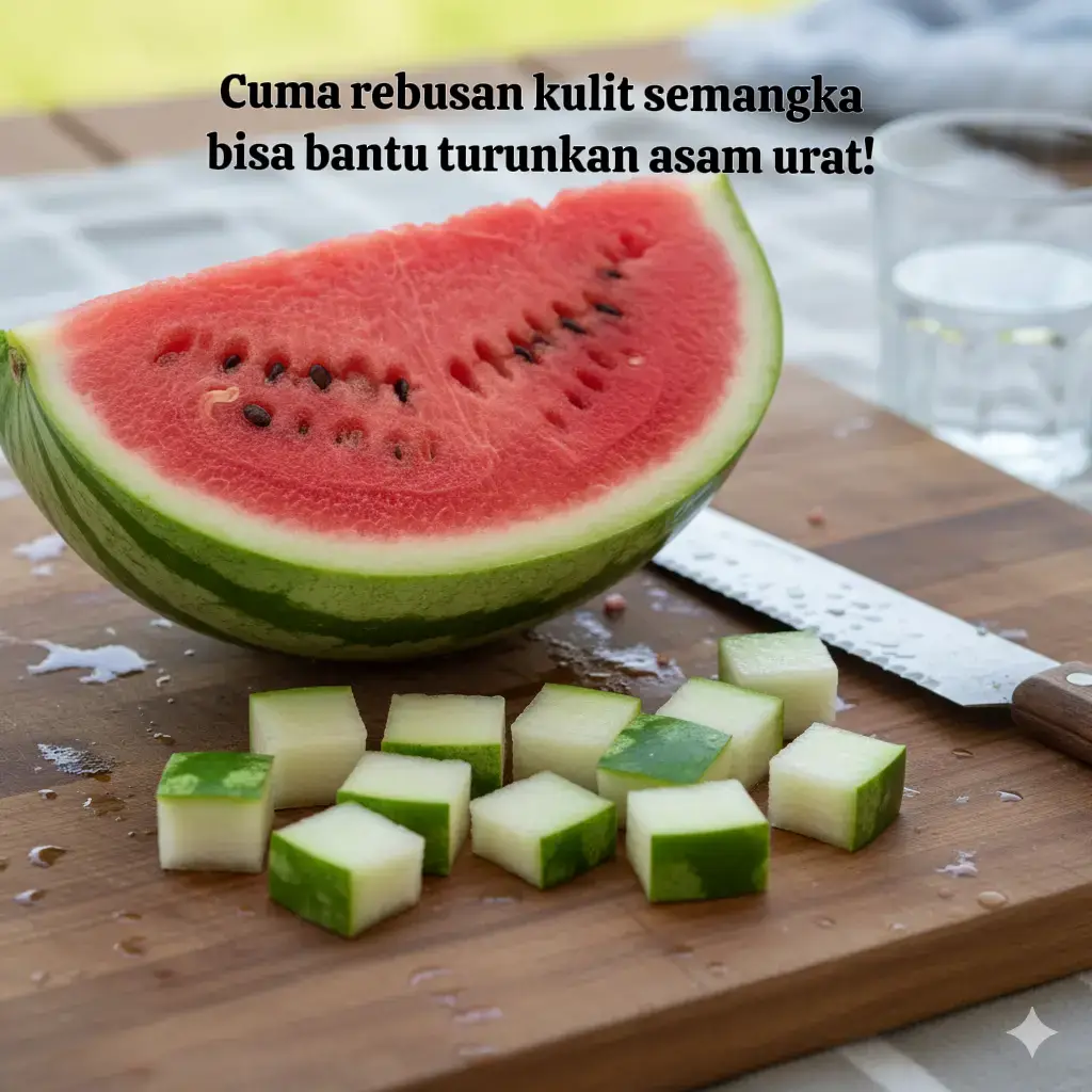 Jangan buru-buru buang kulit semangka! Bagian putihnya mengandung citrulline senyawa alami yang bantu menurunkan kadar asam urat dalam darah dengan cara melancarkan sirkulasi dan membantu pembuangan asam urat lewat urin. Manfaat kulit semangka untuk asam urat: 🦶Mengurangi nyeri dan peradangan pada sendi 🫀Membantu ginjal membuang kelebihan asam urat 🌻Menurunkan risiko kambuhnya gout (asam urat)  Sumber kredibel: Journal of Agricultural and Food Chemistry (2013): Kandungan L-citrulline dalam kulit semangka terbukti mendukung fungsi ginjal dan metabolisme nitrogen. National Library of Medicine (NIH): Citrulline membantu meningkatkan aliran darah dan detoksifikasi amonia dari tubuh. Cara pakai: Rebus kulit semangka segar ±10 menit, minum airnya 1-2 kali sehari tanpa gula. Rutin 7-10 hari, rasain sendiri perbedaannya #asamurat #semangka #tipssehat #herbalalami 