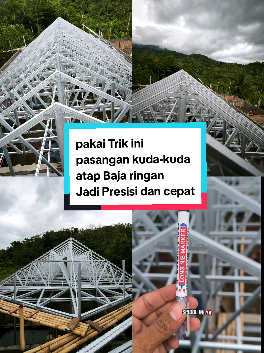 Trik agar Nok atau wuwungan atap baja ringan presisi dan rata cara ini juga mempercepat erection kuda-kuda #atapbajaringan  #bajaringan #tukangbajaringan angbajaringan 