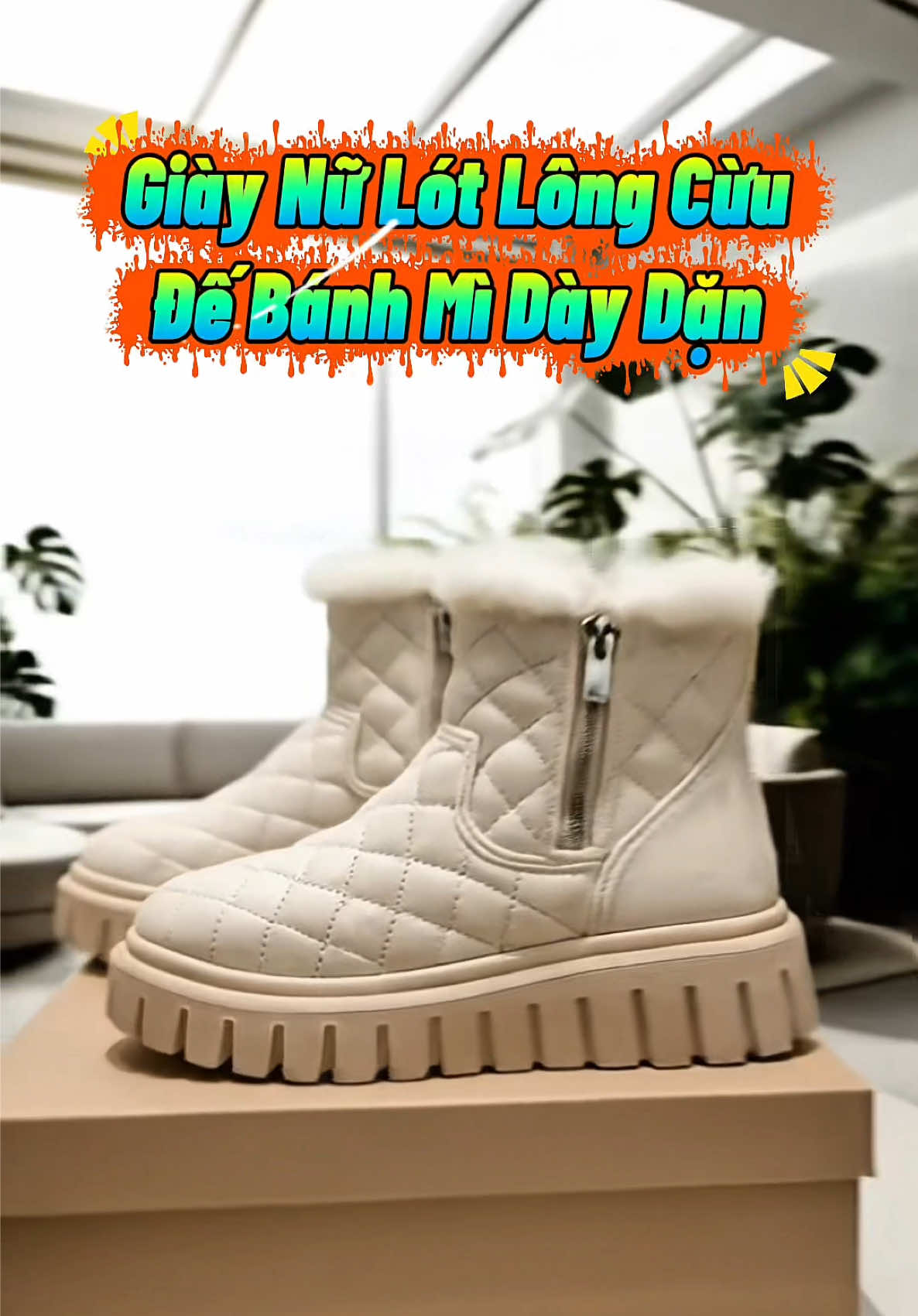 Giày Bông Nữ Lót Lông Cừu Bên Trong#giaybongnu #xuhuongtiktok 