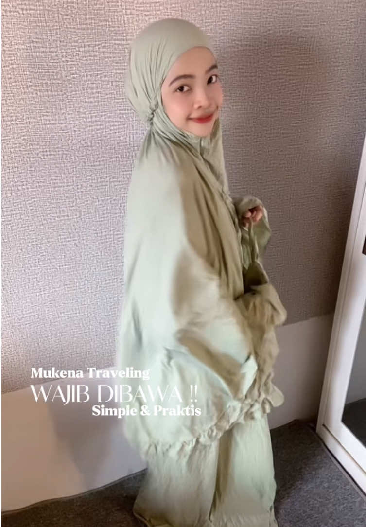 warna sage nya beneran cantikk 👀🫶🏻 #mukenatravel #mukenaparasutkorea #mukena 