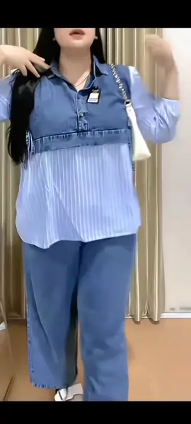 Zifana-Alisa Oneset Jeans Kombinasi motif salur wanita  #oneset  #jeans  #kombinasi  #salur  #premiumquality 